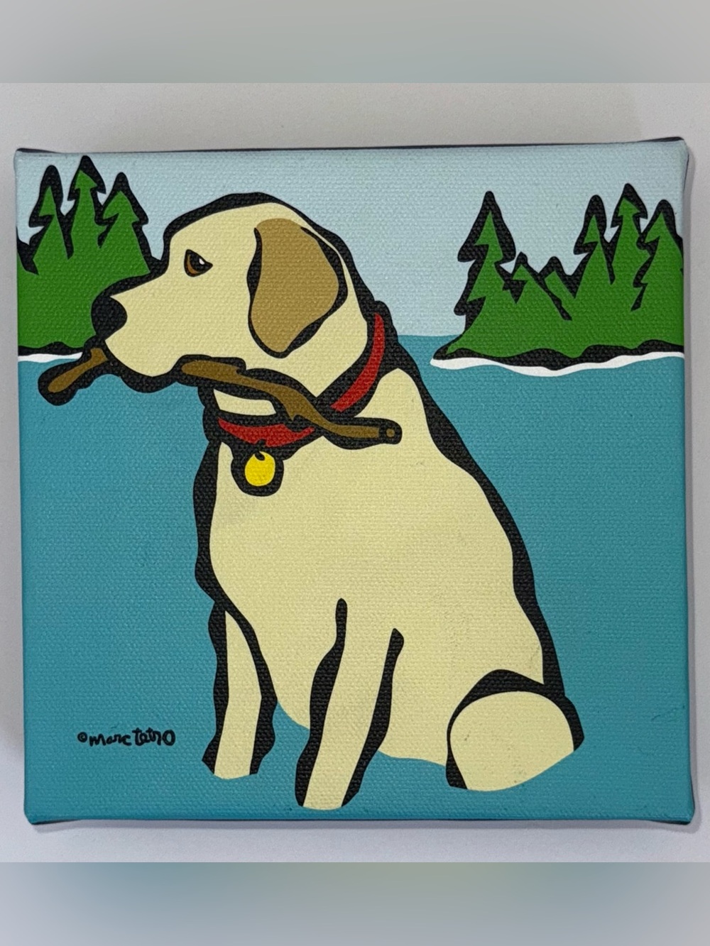 Marc Tetro Retriever in Lake Labrador Dog Canvas Wall Art 6x6